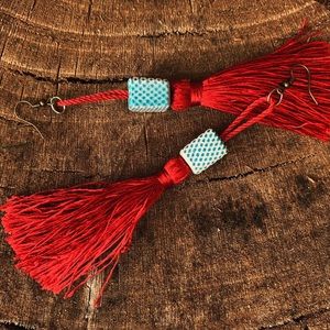 Colorful Wire Long Tassel Style Drop Earrings